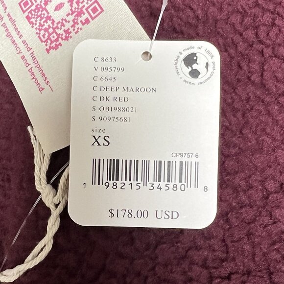 NWT Free People Movement x Hatch Hit The Slopes Fleece Jacket XS Deep Maroon - Picture 13 of 15